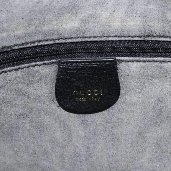 GUCCI Bamboo Hand Bag Leather 2way Black Gold - Picture 10 of 15